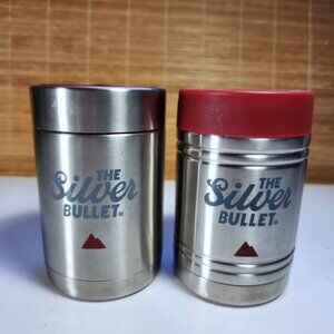 Coors Light Silver Bullet Beer Can Koozie Bottle Coozie Stainless Steel Red (2)